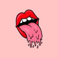 Melting tongue Cartoon Vector illustration