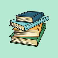 Stack of four Books back view Vector Cartoon Illustration