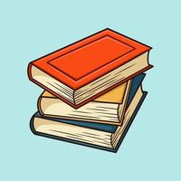 Stack of Three Books Vector Cartoon Illustration