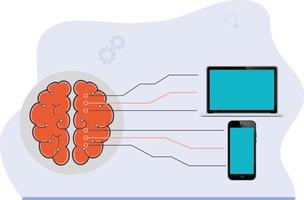 gráfico de vector de icono plano de inteligencia artificial ai