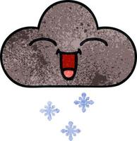 retro grunge textura dibujos animados tormenta nieve nube vector