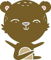 happy flat color style cartoon bear vector