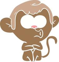 flat color style cartoon hooting monkey vector