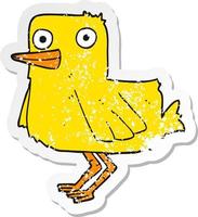 distressed sticker of a cartoon duck vector