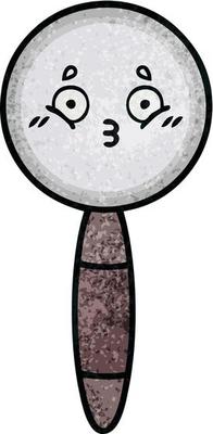 retro grunge texture cartoon magnifying glass