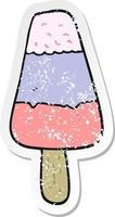 distressed sticker of a cartoon ice lolly vector