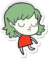 sticker of a cartoon elf girl vector