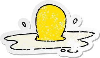 distressed sticker of a quirky hand drawn cartoon fried egg vector