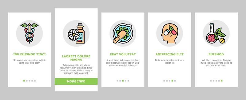 Homeopathy Medicine Onboarding Icons Set Vector