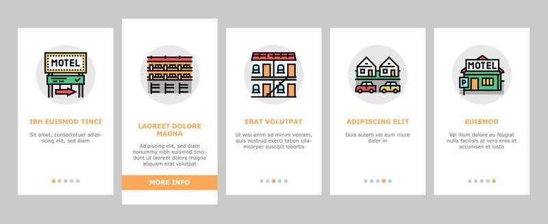 Motel Comfort Service Onboarding Icons Set Vector