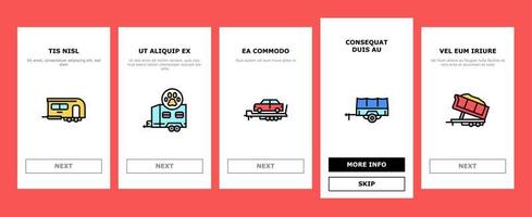 Trailer Transport Onboarding Icons Set Vector