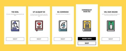 Literary Genres Books Onboarding Icons Set Vector