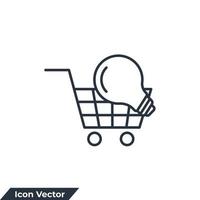 Ilustración de vector de logotipo de icono de solución de comercio electrónico. carro de la compra y plantilla de símbolo de bombilla para la colección de diseño gráfico y web