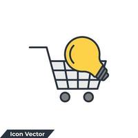 Ilustración de vector de logotipo de icono de solución de comercio electrónico. carro de la compra y plantilla de símbolo de bombilla para la colección de diseño gráfico y web