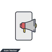 mobile marketing icon logo vector illustration. mobile and megaphone symbol template for graphic and web design collection