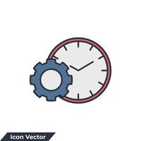 time management icon logo vector illustration. clock and gear symbol template for graphic and web design collection