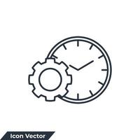 time management icon logo vector illustration. clock and gear symbol template for graphic and web design collection