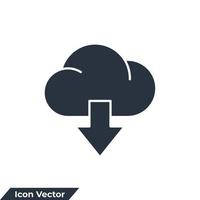 descargar icono logo vector ilustración. plantilla de símbolo de descarga en la nube para la colección de diseño gráfico y web