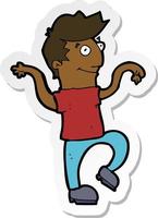 sticker of a cartoon happy man doing funny dance vector