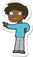 sticker of a cartoon man pointing vector