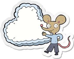 sticker of a cartoon mouse with cloud text space vector