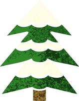 retro illustration style cartoon snow covered tree vector