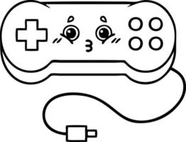 line drawing cartoon game controller vector