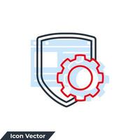 gear and shield icon logo vector illustration. management security symbol template for graphic and web design collection