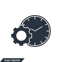 time management icon logo vector illustration. clock and gear symbol template for graphic and web design collection