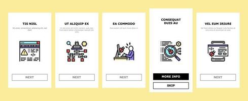 Debug Research And Fix Onboarding Icons Set Vector