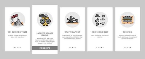 Crushed Stone Mining Onboarding Icons Set Vector
