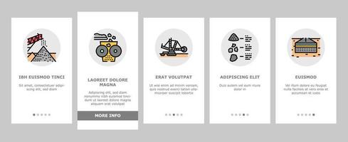 Crushed Stone Mining Onboarding Icons Set Vector