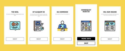 Copywriting Content Strategy Onboarding Icons Set Vector