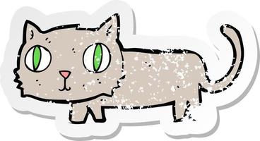 retro distressed sticker of a cartoon cat vector