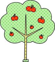 quirky comic book style cartoon apple tree vector