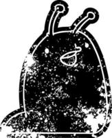 grunge icon of a cute kawaii slug vector