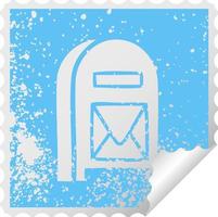 distressed square peeling sticker symbol mail box vector