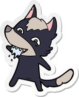 sticker of a cartoon hungry wolf vector