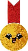 retro illustration style cartoon gold medal vector