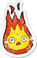 retro distressed sticker of a cartoon friendly fireball vector