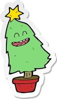 sticker of a cartoon dancing christmas tree vector