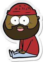 sticker of a cartoon bearded man sitting vector