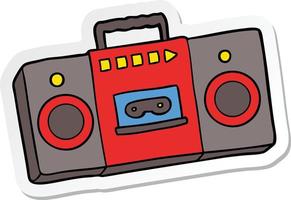 sticker of a cartoon retro cassette tape player vector