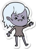 sticker of a annoyed cartoon vampire girl vector