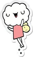 sticker of a cute cartoon cloud head creature vector