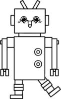 line drawing cartoon happy robot vector