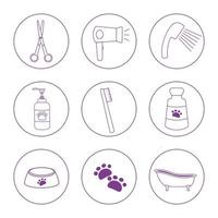 Simple Set of dog grooming Related Vector Line Icons. Contains such Icons as dog-grooming