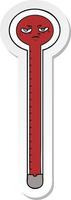sticker of a cartoon thermometer vector