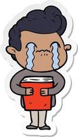 sticker of a cartoon man crying vector