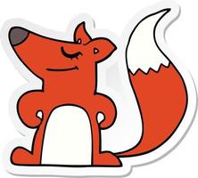 sticker of a cartoon fox vector